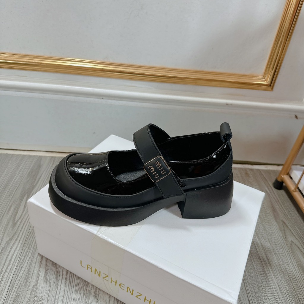 Giày da lười nữ mũi tròn phong cách da cao cấp