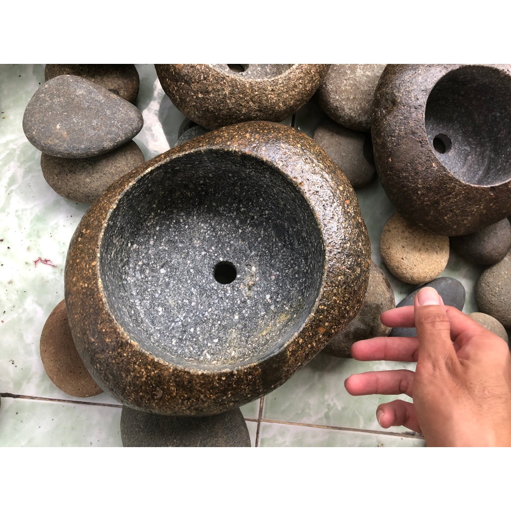 Chậu Đá Cuội Trồng Sen Đá, Chậu Đá Cuội Bonsai - StoneStories.vn