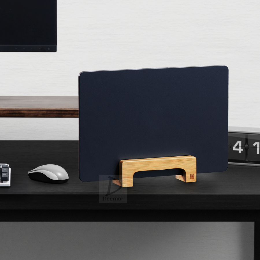 Giá đỡ laptop, kệ dựng laptop thẳng - Chữ U - DEERNOR - Gỗ thông nguyên khối