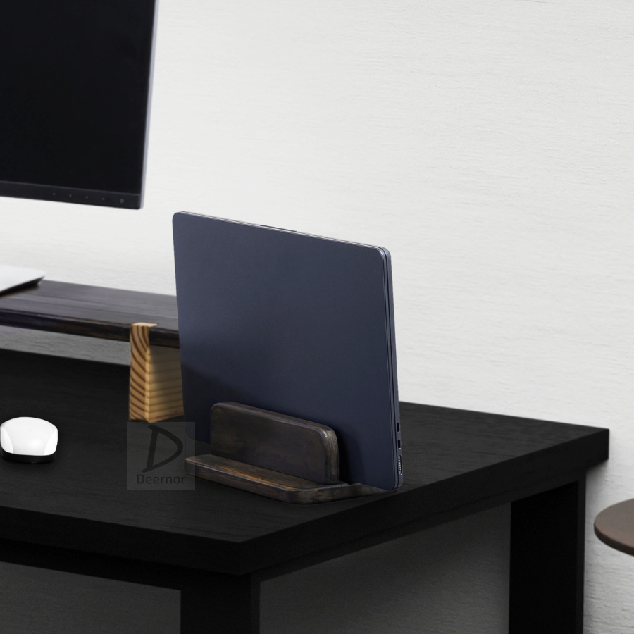 Giá đỡ laptop, kệ dựng laptop dang thẳng - DEERNOR - Gỗ thông nguyên khối