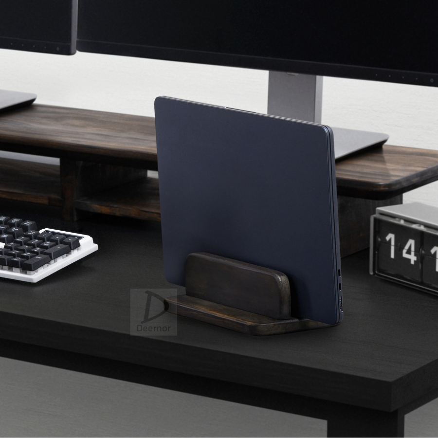 Giá đỡ laptop, kệ dựng laptop dang thẳng - DEERNOR - Gỗ thông nguyên khối