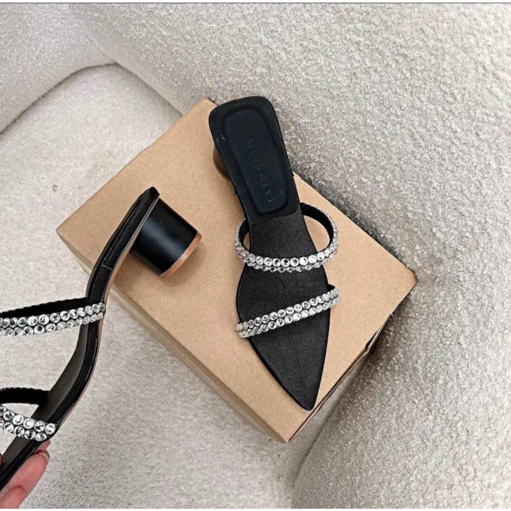 Gót vuông mũi nhọn cao 5 phân quai full soàn mảnh hột to có big size 35-45