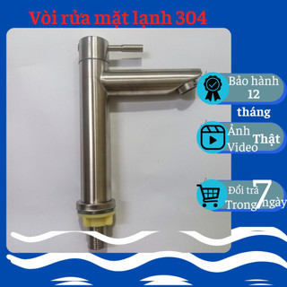 Vòi lavabo lạnh inox 304 cao cấp, vòi rửa mặt lạnh dạng điếu 20 cm, vòi nước lavabo lạnh sus 304, vòi rửa mặt đơn lạnh