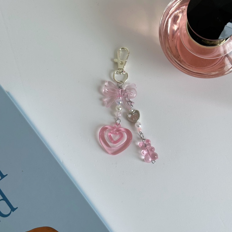 (nhắn tin nếu cần gấp)móc chìa khoá kẹo dẻo gấu gummy bear hồng trái tim dễ thương cho balo~ 𝓰𝓾𝓶𝓶𝔂 𝓫