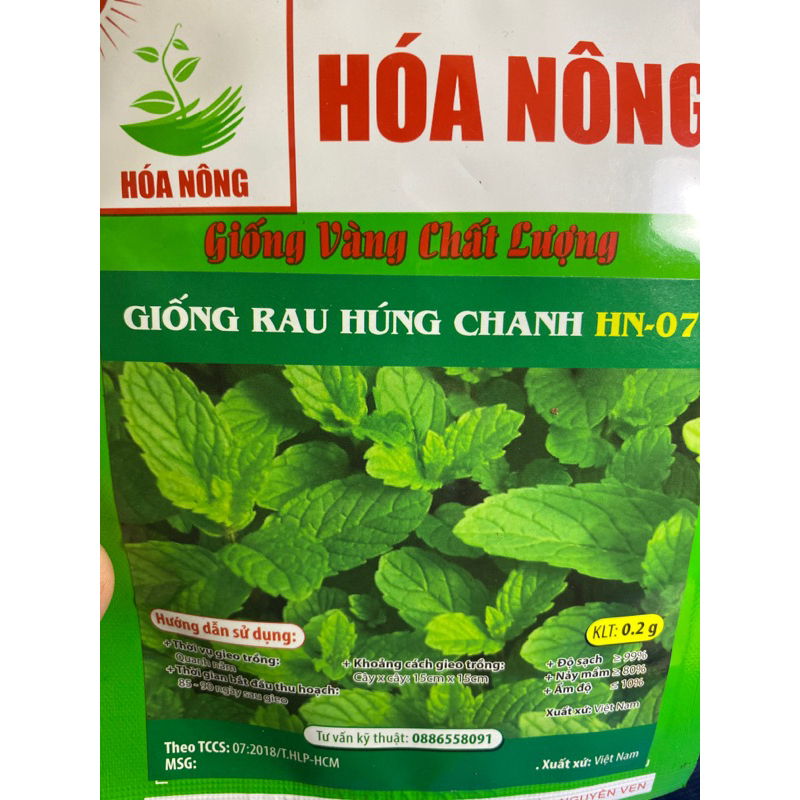 Hạt giống RAU Húng Chanh và Húng Lũi gói như hình