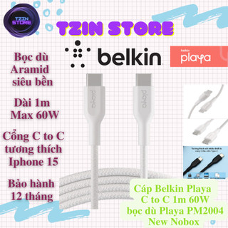 Cáp belkin playa type c to c 1m 60w bọc dù playa pm2004 new nobox