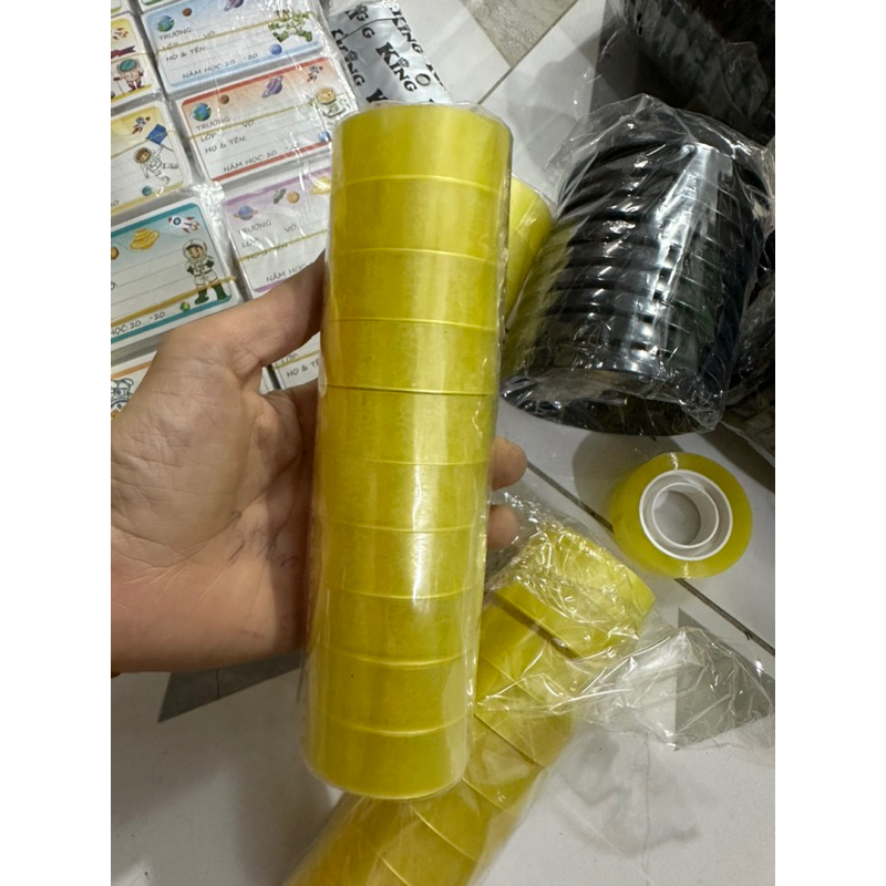 10 Cuộn băng dính nhỏ, băng dính văn phòng dày đẹp