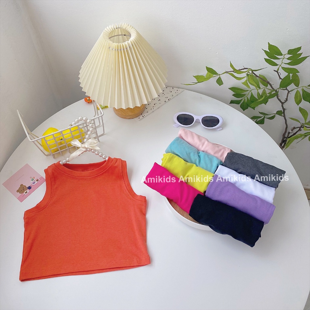 Áo Croptop Bé Gái, Áo Thun Sát Nách Dễ Phối Đồ Vải Cotton