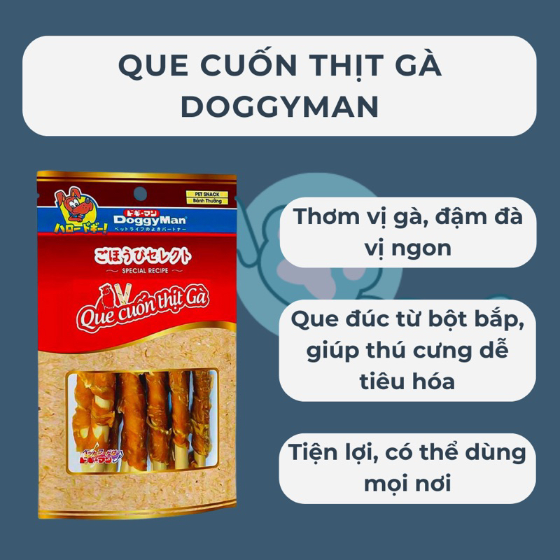 Que cuộn thịt gà ăn vặt cho chó DOGGYMAN