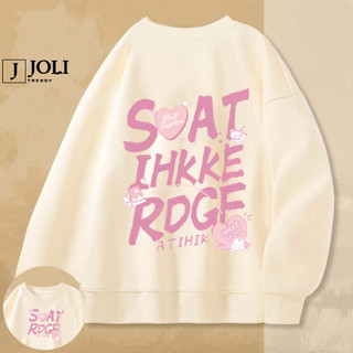 Áo Sweater Soat Hồng Nam Nữ By JOLI Unisex Chất Nỉ Lót Bông Form Rộng