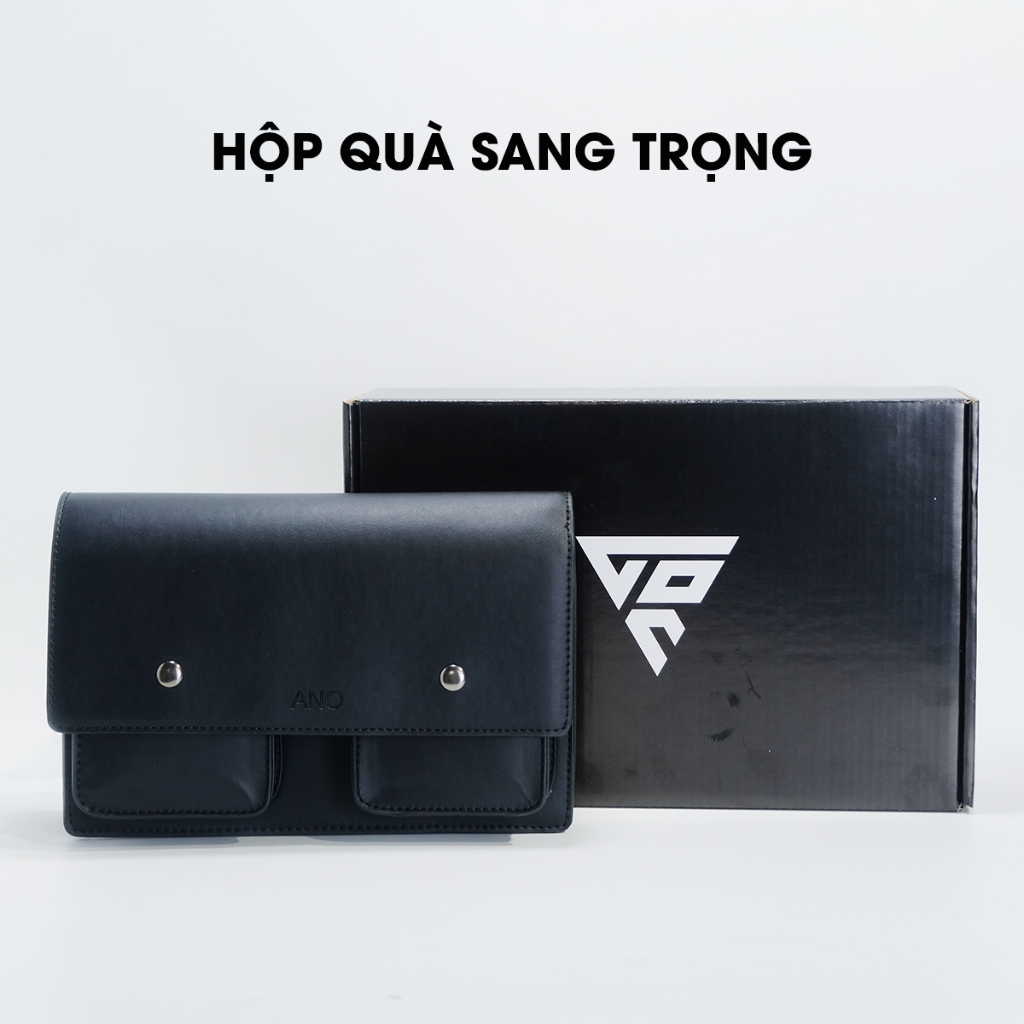 Túi đeo chéo nam ANO da thật thiết kế 2 túi hộp TC048