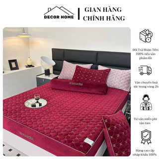 Bộ ga & gối nỉ nhung sữa thêu h nhập khẩu cao cấp siêu đẹp mẫu mới 2024