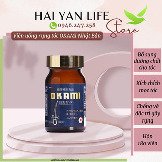 Viên uống hỗ trợ giảm rụng và mọc tóc Okami Nhật Bản - hộp 180 viên