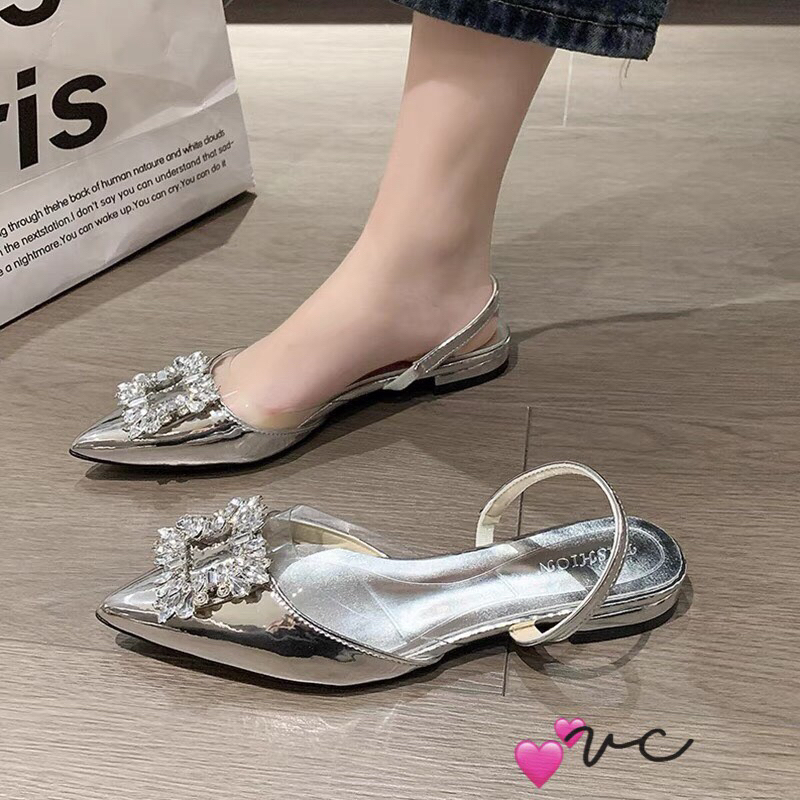 Sandal bệt bạc khoá đá QCCC fullbox