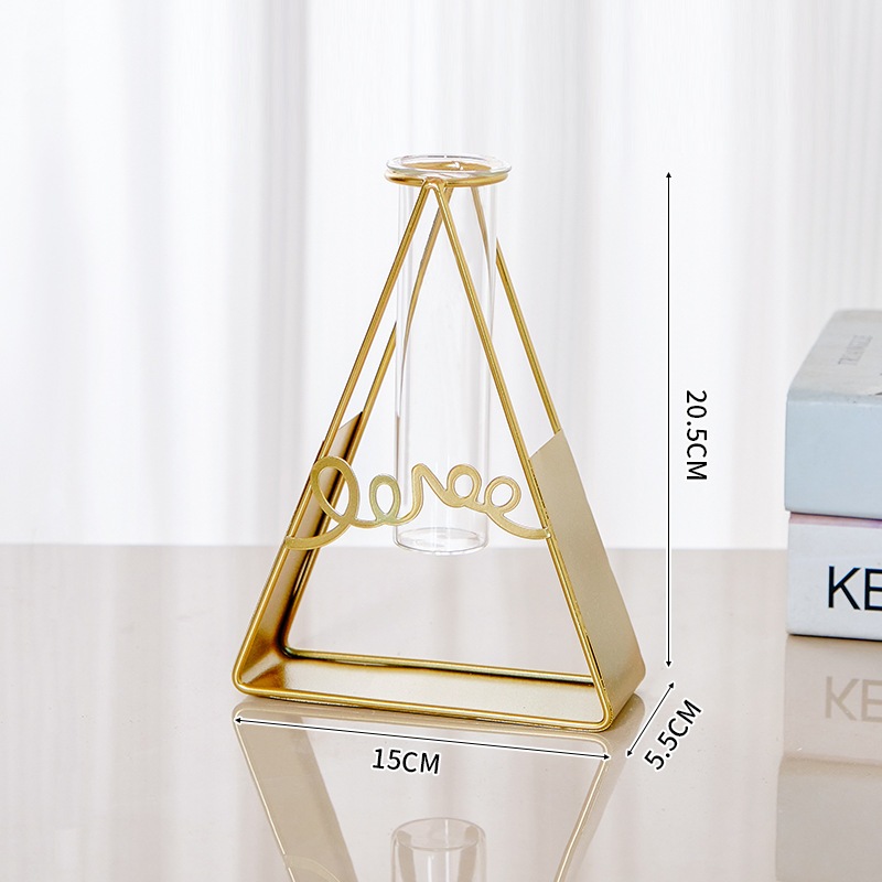 Bình Hoa Thủy Tinh, Khung Sắt Mạ Vàng, Bình Hoa Decor Trang Trí Nhà Cửa