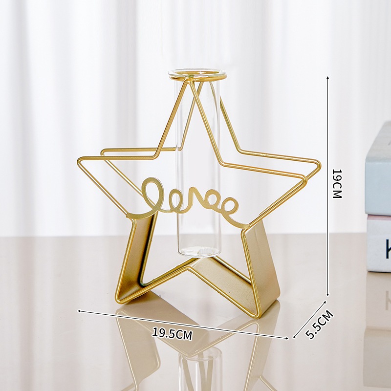 Bình Hoa Thủy Tinh, Khung Sắt Mạ Vàng, Bình Hoa Decor Trang Trí Nhà Cửa