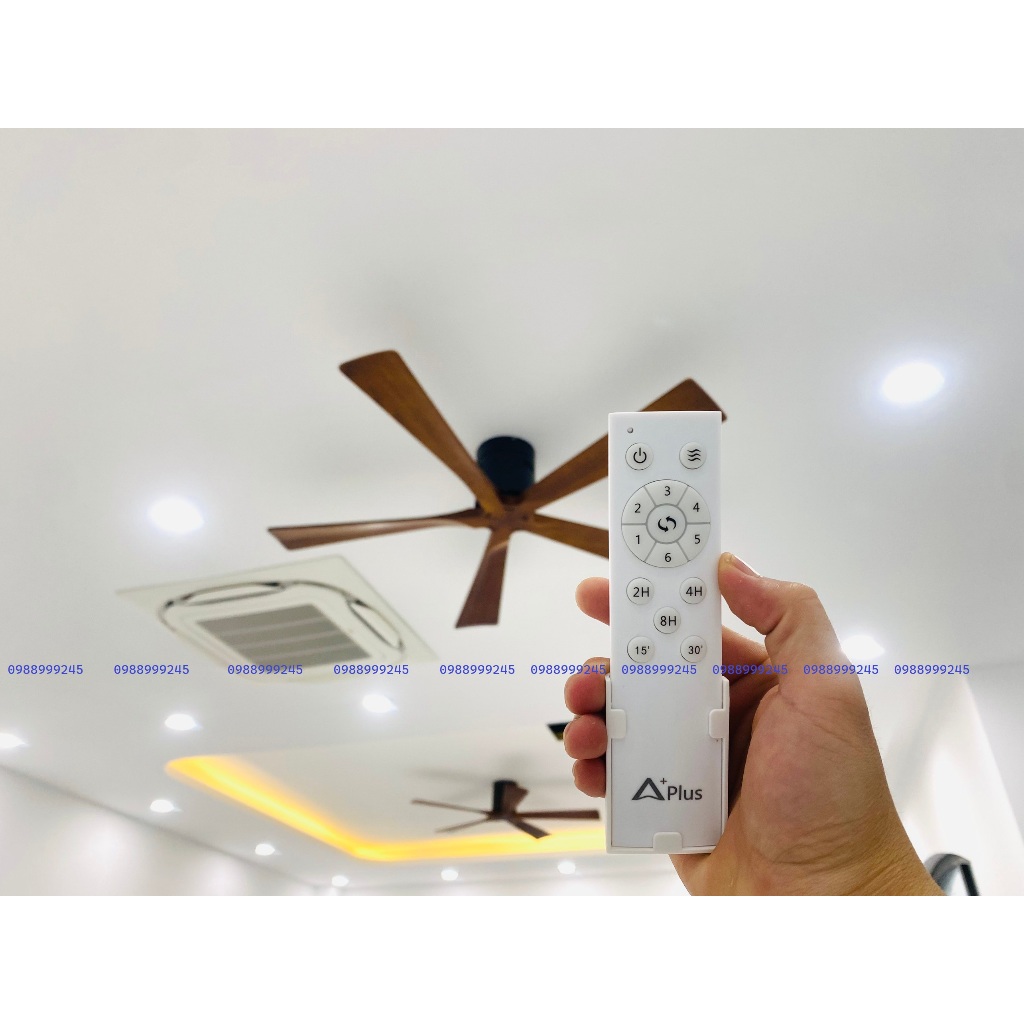 Quạt trần 5 cánh gỗ,quạt trần trang trí loại I dành cho phòng khách - chung cư - khách sạn động cơ DC 6 cấp gió siêu mát