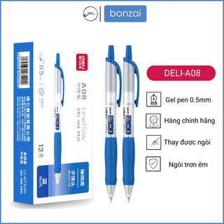 Bút gel Deli A08 nhiều màu ngòi 0,5mm mực viết trơn êm (Hàng Chính Hãng)