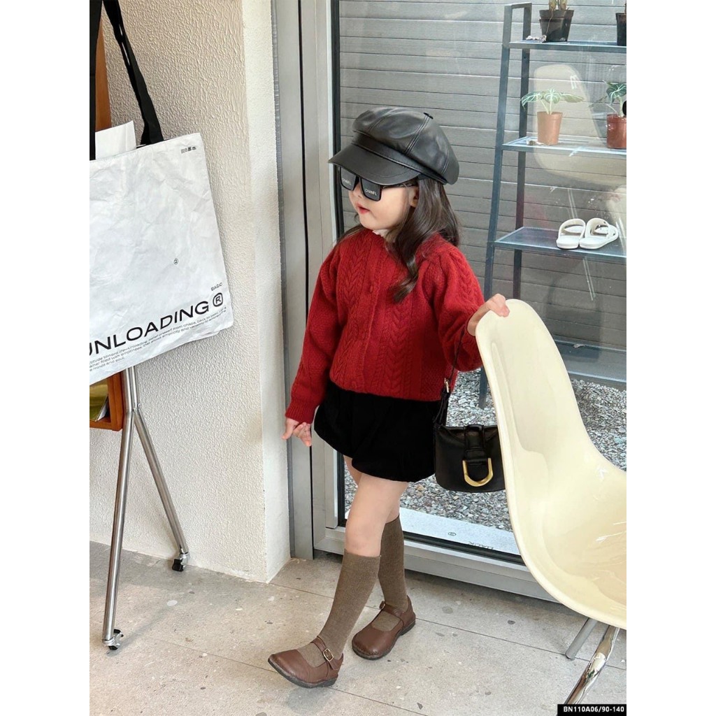 Set quần áo bé gái, Set áo len tăm quần đùi nhung cho bé gái từ 12-20kg BÌNH MINH SHOP