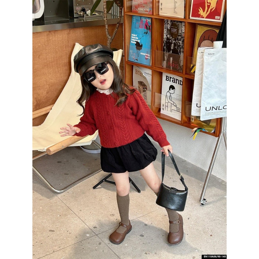 Set quần áo bé gái, Set áo len tăm quần đùi nhung cho bé gái từ 12-20kg BÌNH MINH SHOP