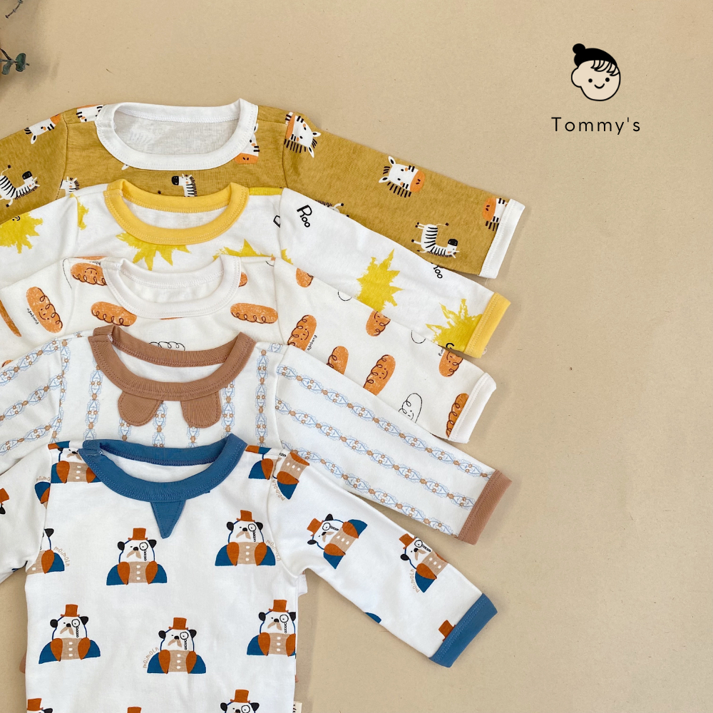 Set Body Tay Dài Kèm Quần Cạp Cao Bé Trai Bé Gái 0- 24 Tháng Chất Liệu Thun Cotton Xuất Hàn TOMMY HOUSE