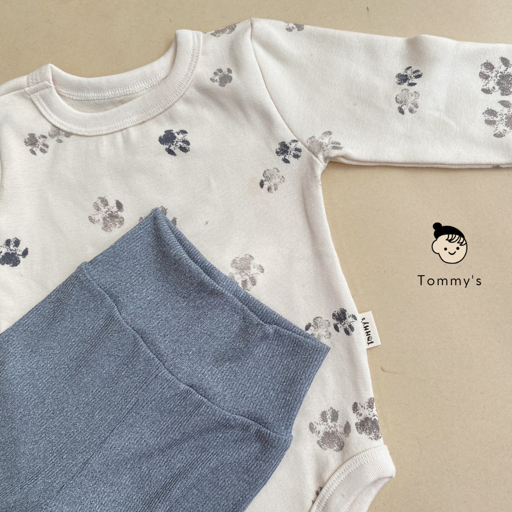 Bodychip kèm quần và mũ cún xám cho bé trai bé gái 0-24 tháng chất liệu cotton xuất Hàn Tommy House