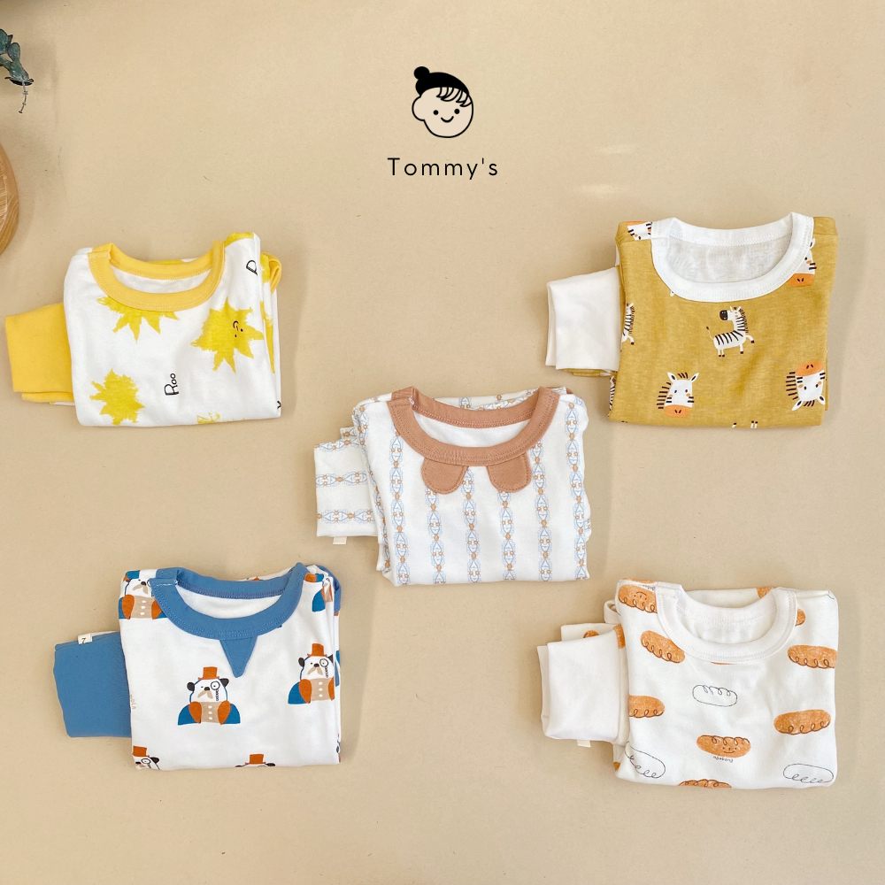 Set Body Tay Dài Kèm Quần Cạp Cao Bé Trai Bé Gái 0- 24 Tháng Chất Liệu Thun Cotton Xuất Hàn TOMMY HOUSE