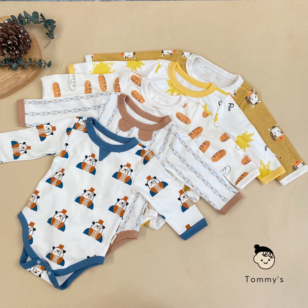 Set Body Tay Dài Kèm Quần Cạp Cao Bé Trai Bé Gái 0- 24 Tháng Chất Liệu Thun Cotton Xuất Hàn TOMMY HOUSE