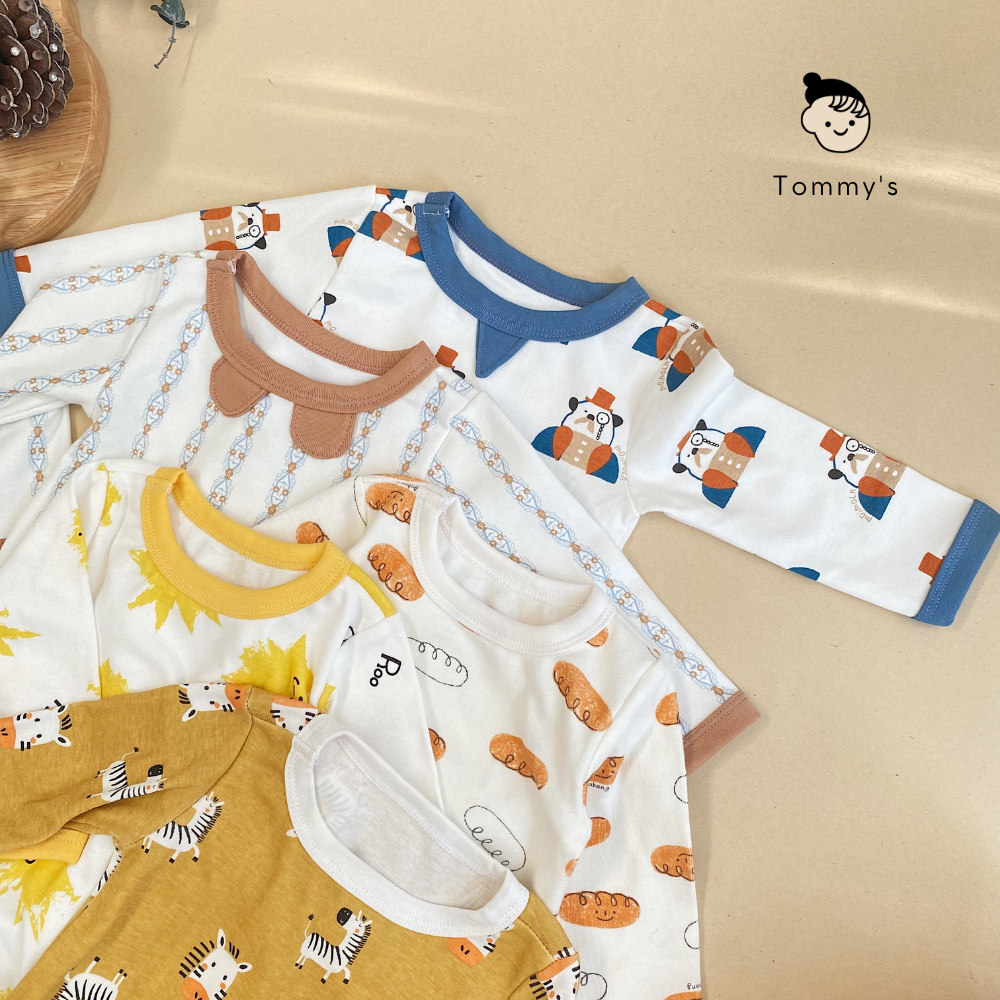 Set Body Tay Dài Kèm Quần Cạp Cao Bé Trai Bé Gái 0- 24 Tháng Chất Liệu Thun Cotton Xuất Hàn TOMMY HOUSE