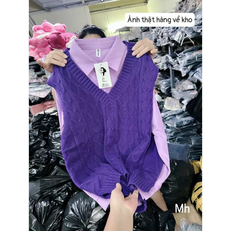 SẴN🥰SET ÁO GILE + SƠ MI Tím
