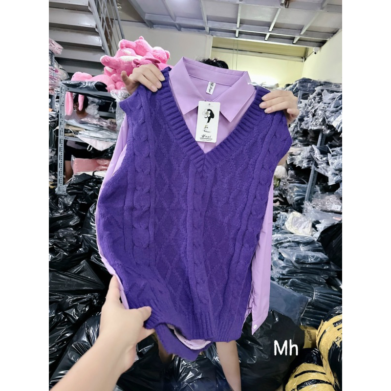 SẴN🥰SET ÁO GILE + SƠ MI Tím