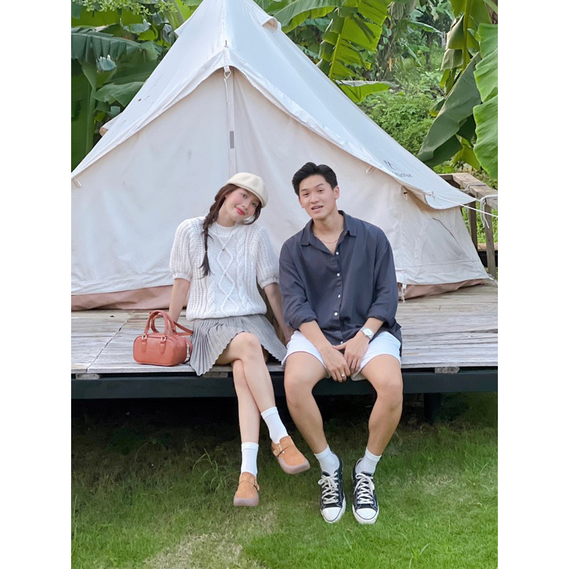 Ruly.studio - Áo len ngắn tay be kem