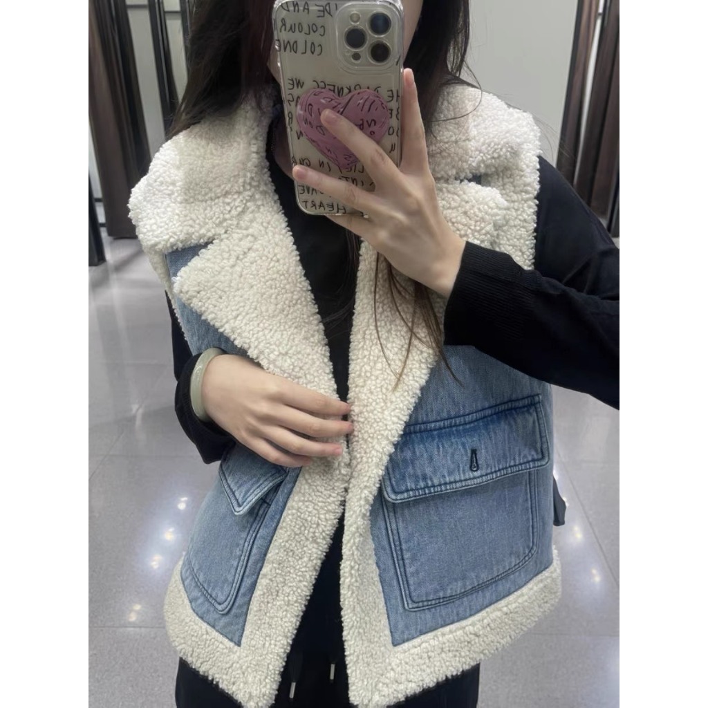 ÁO KHOÁC DENIM GILE LÓT LÔNG CỪU HÀNG XUẤT ZARA