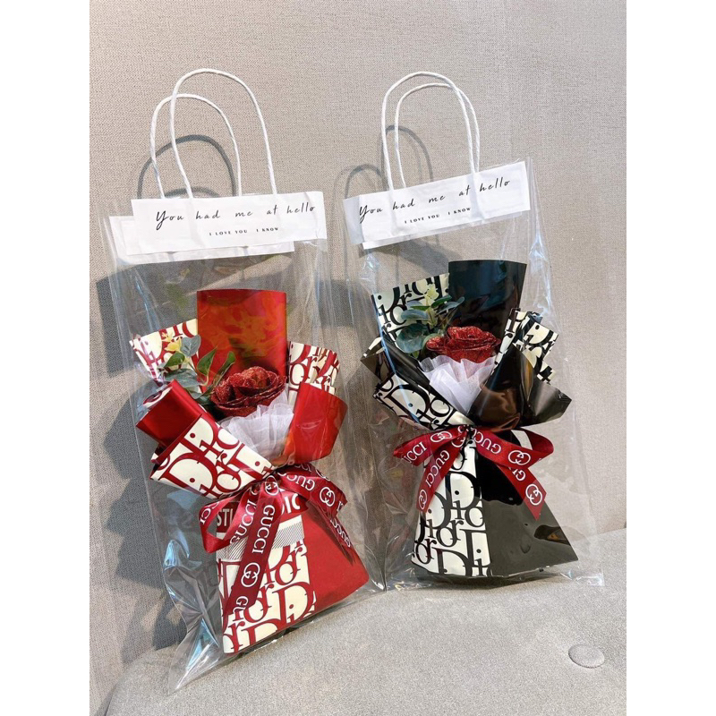 Bó Hoa Hồng Sáp Nhũ Bó Giấy Dior( Dài 30cm Đặt Tối Thiểu 3 Bó Shop Đóng Hộp)