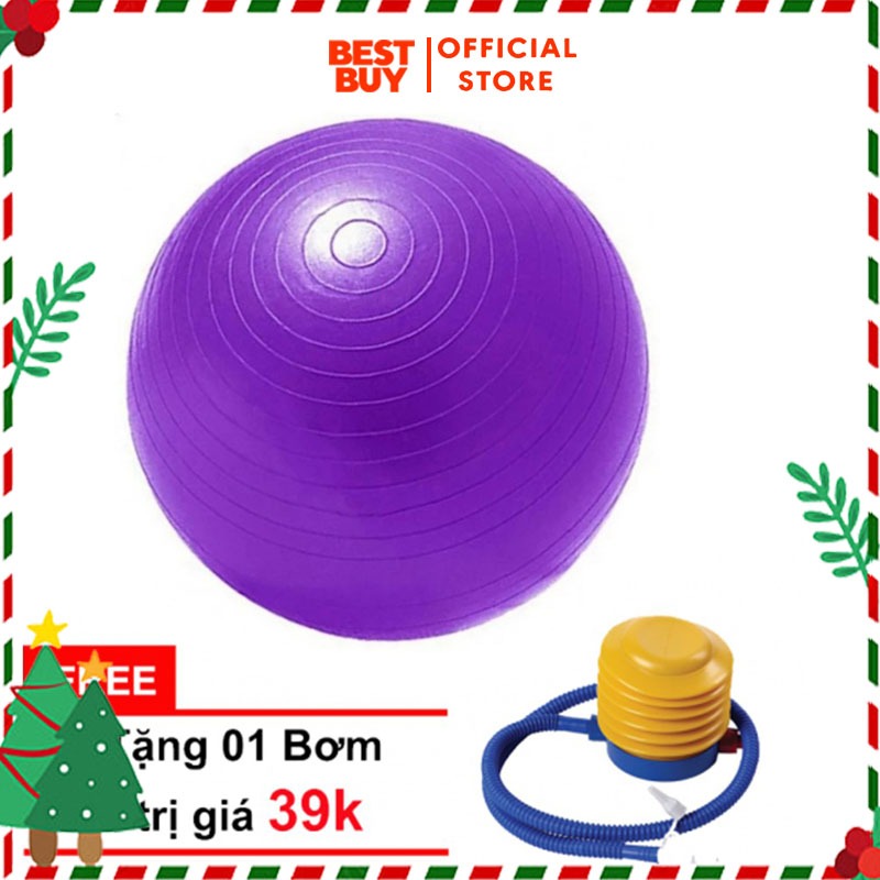 Bóng tập yoga cao cấp 65cm TRƠN - Tặng kèm bơm chuyên dụng
