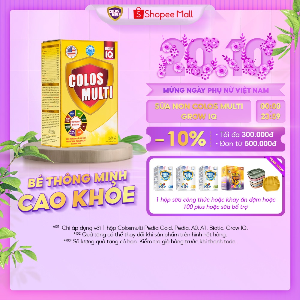 [Quà tặng độc quyền] Sữa non Colosmulti IQ hộp 22 gói x 16g giúp bé phát triển chiều cao và trí thông minh