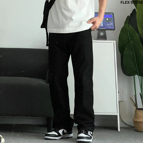 Quần Baggy Nam Ống Suông Dáng Đứng Màu Đen Flex Strore - FL10
