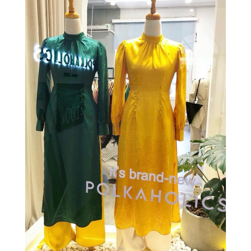 Áo Dài cách tân Bảo Phương lụa Hà Đông tay bồng POLKAHOLICS