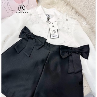 Quần short tafta 𝐀𝐒𝐇𝐘𝐋𝐄𝐘 đính nơ hai bên