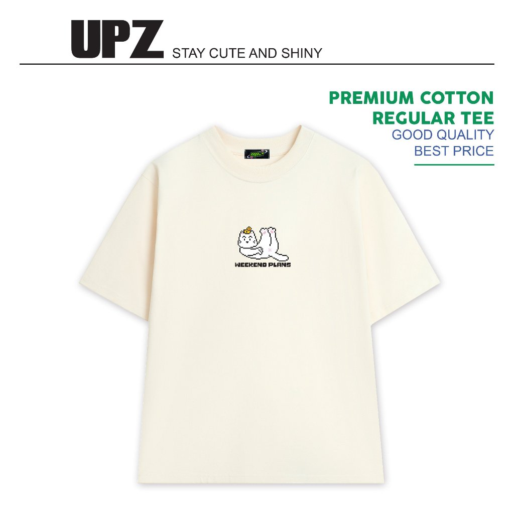 UPZ Áo Thun Cotton Unisex Form Rộng Tay Ngắn In Hoạ Tiết HAPPY MAIL/ WEEKEND PLANS/ ANGRY BOSS (3 Màu)