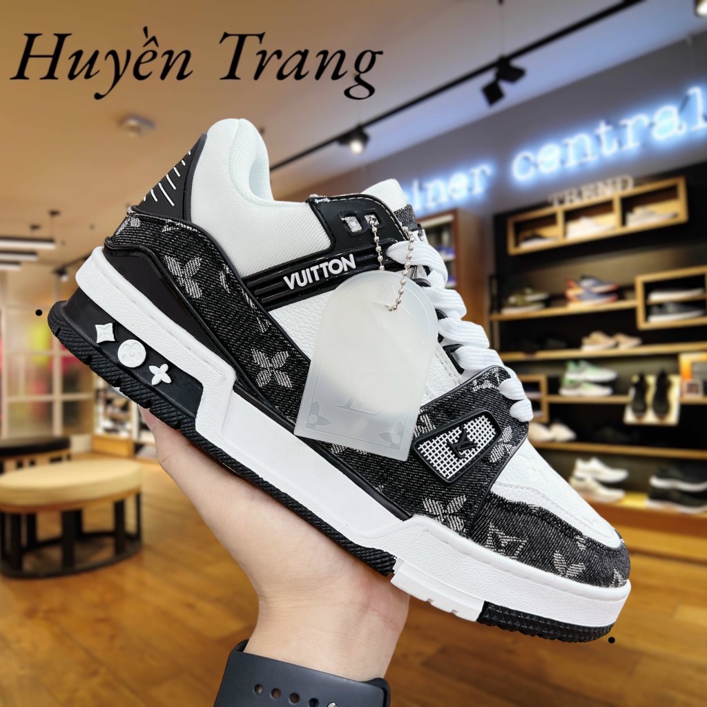 Giày Lv Louis Vuitton Trainer Black White, Giày Thể Thao Lv Đen Trắng Nam Nữ Hot Trend