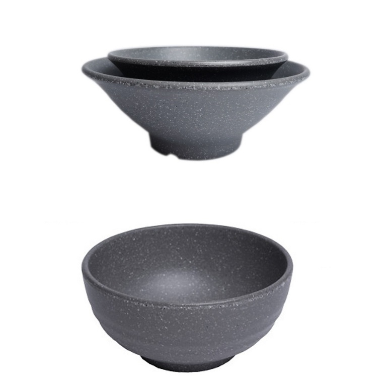 Tô(bát) tròn xoắn đựng canh, mì , phở nhựa Melamine nhám xám nhiều Size