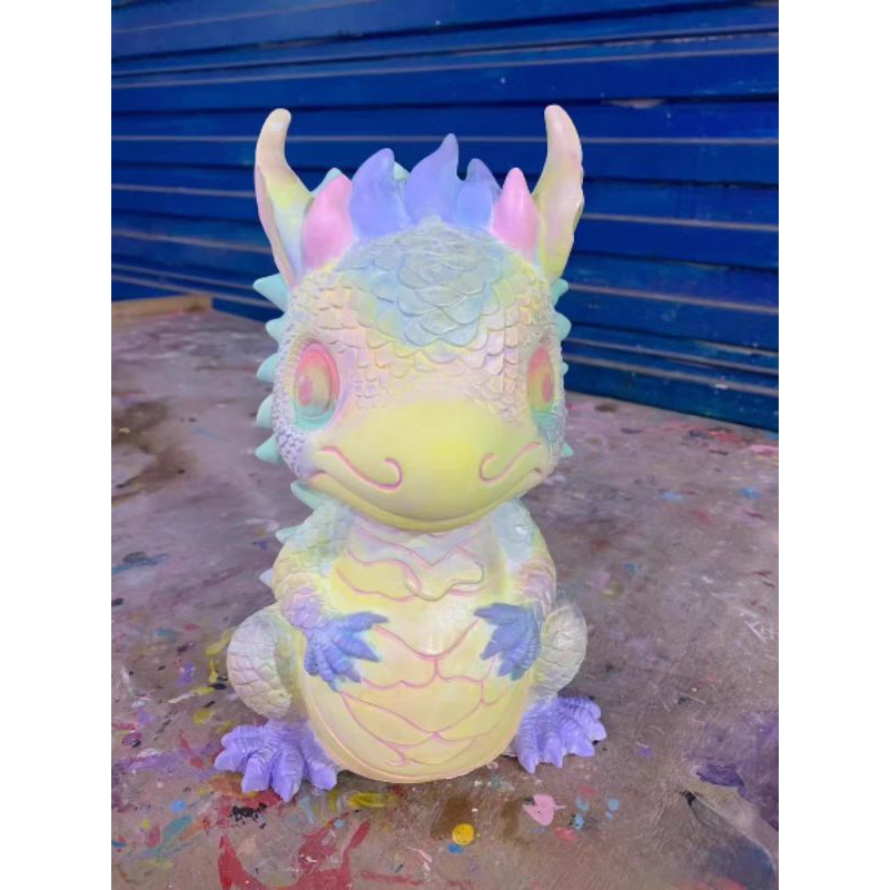 Tượng thạch cao chú rồng xinh kèm dây màu và bút vẽ