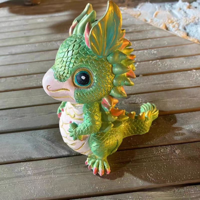 Tượng thạch cao chú rồng xinh kèm dây màu và bút vẽ