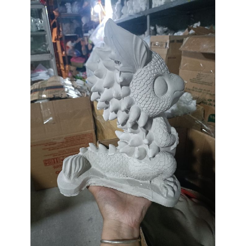 Tượng thạch cao chú rồng xinh kèm dây màu và bút vẽ