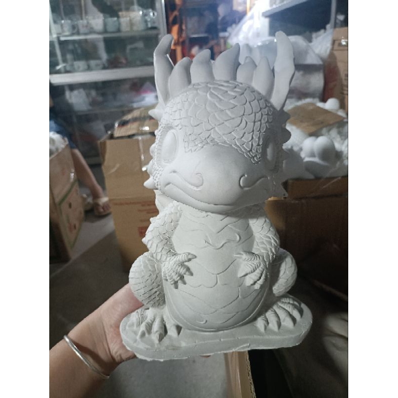 Tượng thạch cao chú rồng xinh kèm dây màu và bút vẽ