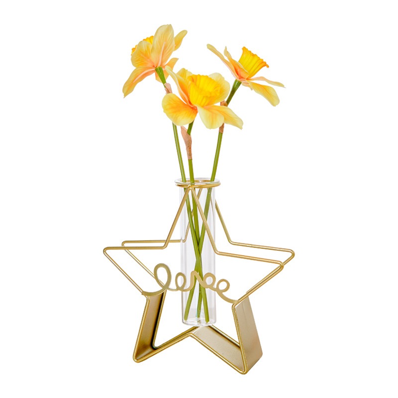 Bình Hoa Thủy Tinh, Khung Sắt Mạ Vàng, Bình Hoa Decor Trang Trí Nhà Cửa