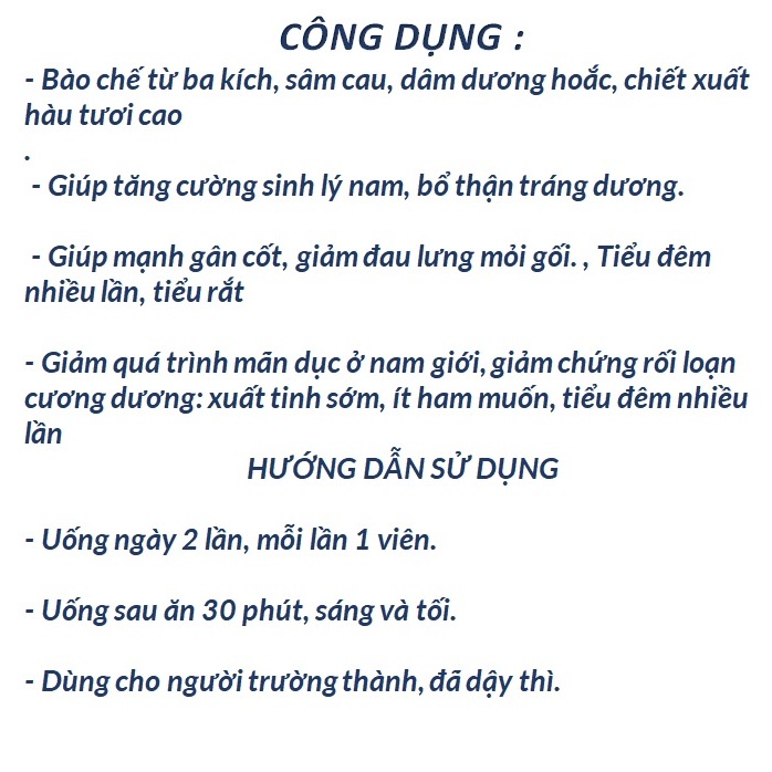 Hộp 2 lọ Viên Bổ Thận Hàu Biển ba kích sâm cau  Hỗ trợ bổ thận tráng dương giúp tăng cường sinh lực và  sinh lý