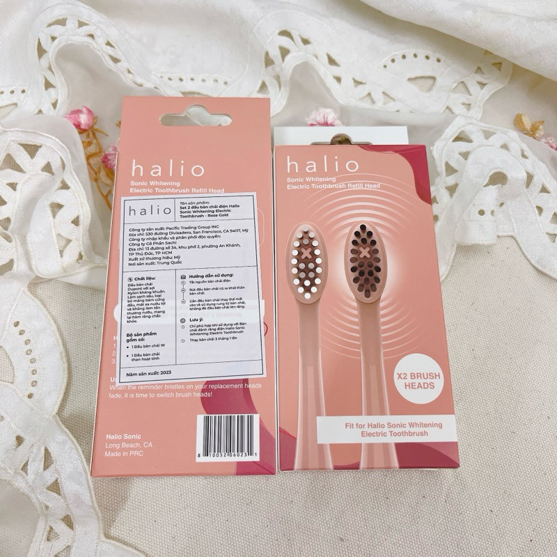 Bộ 2 Đầu bàn chải điện Halio Sonic Whitening Toothbrush Pro màu Rose Gold