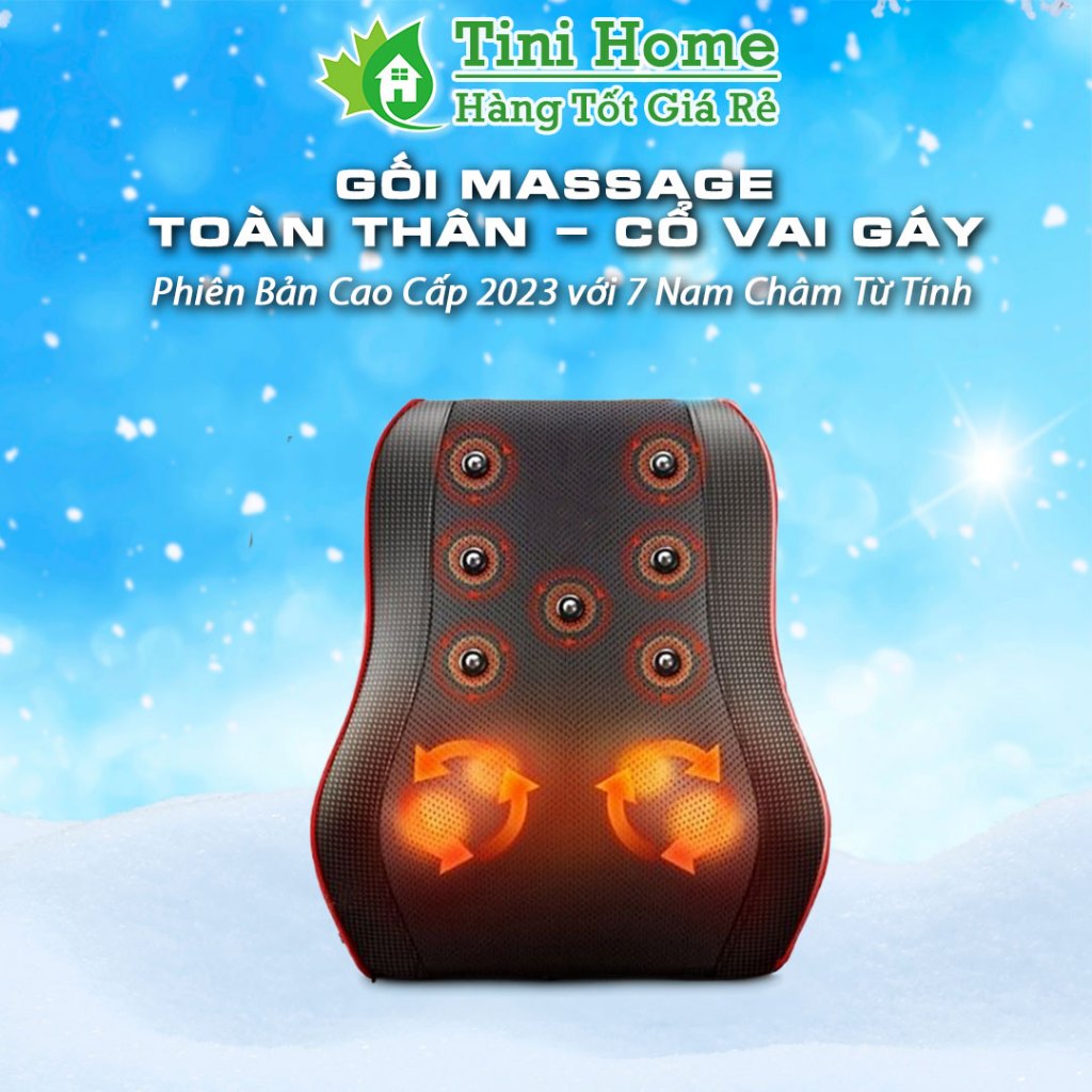 Gối Massage Vai Gáy Toàn Thân ( Hot Nhất 2023), Máy Massage Mặt Trời Phối Hợp 7 Nam Châm Hút Từ Tính - Tinihome